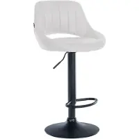 CLP Tabouret de bar Milet, revêtement en similicuir, réglable en hauteur, pivotant, avec dossier | Couleur : blanc, structure : noir