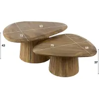 Furnlux Classic Table basse FURNLUX Wave Sand Brown 93 cm (2 pièces) / Couleur principale : marron / Dimensions : 93 x 45 x 72 cm