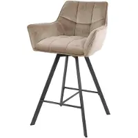Furnlux Classic Tabouret de bar FURNLUX Raster Champagne et noir 56 cm / Couleur principale : beige / Dimensions : 56 x 95 x 52 cm