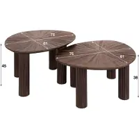 Furnlux Classic Table basse FURNLUX Maya Teck 75 cm (2 pièces) / Couleur principale : marron / Dimensions : 75 x 45 x 61 cm