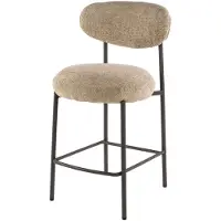 Furnlux Classic Tabouret de bar FURNLUX rond crème et noir 51 cm / Couleur principale : beige / Dimensions : 51 x 96 x 55 cm
