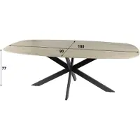 Furnlux Classic Table à manger FURNLUX Romano beige et noir 180 cm / Couleur principale : beige / Dimensions : 180 x 77 x 90 cm