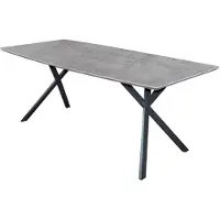 Furnlux Classic Table à manger FURNLUX 3D béton et noir 190 cm / Couleur principale : gris / Dimensions : 190 x 76 x 90 cm