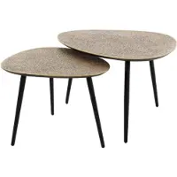 Furnlux Classic Table basse FURNLUX dorée métallisée et noire 80 cm (2 pièces) / Couleur principale : doré / Dimensions : 80 x 43 x 59 cm