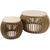 Furnlux Classic Table basse FURNLUX Nuovo brun sable 75 cm (2 pièces) / Couleur principale : brun / Dimensions : 75 x 40 x 75 cm