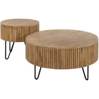Furnlux Classic Table basse FURNLUX Wave sable marron et noir 80 cm (2 pièces) / Couleur principale : marron / Dimensions : 80 x 38 x 80 cm