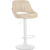CLP Tabouret de bar Milet, revêtement en similicuir, réglable en hauteur, pivotant, avec dossier | Couleur : crème, structure : blanc