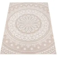 Paco Home Tapis d'extérieur résistant aux intempéries et robuste Motif mandala bohème Facile d'entretien Tissage plat Dimensions 120 x 160 cm