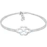 Elli Womens 925 Sterling Silver Trefoil Bracelet, (Argent sterling 925)