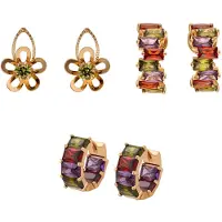 Faina Boucles d'oreilles saphir / or / vert / violet