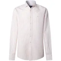Hackett London pour homme. HM3010634 Chemise en lin Summer Stripe orange (XXL), Coton, Classique, Manche longue