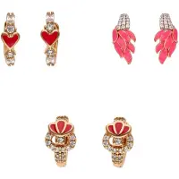 Faina Boucles d'oreilles or / framboise / rouge / transparent