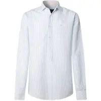 Hackett London pour homme. HM3010634 Chemise en lin Summer Stripe blue (XXL), Bleu, Coton, Classique, Manche longue