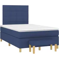 vidaXL Lit boxspring avec matelas bleu 120x190 cm Tissu