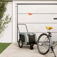Prolenta Maison Exclusive - Remorque pour vélo, pour chiens, gris et noir. Fabriquée en Oxford et en fer