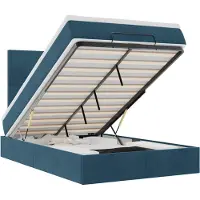 vidaXL Lit ottoman avec matelas bleu foncé 120x200 cm velours