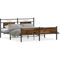 vidaXL Lit métallique sans matelas chêne fumé 180x200 cm