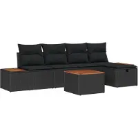 vidaXL Ensemble de canapé de jardin avec coussins 6 pcs noir poly rotin
