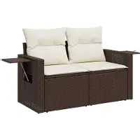 vidaXL Ensemble de salon de jardin 3 pièces avec coussins Marron Poly rotin