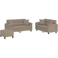 vidaXL Ensemble de canapés 3 pièces avec coussins Taupe microfibre tissée