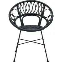 vidaXL - 2 chaises de salle à manger, rotin et métal, noir, 54 x 65 x 82 cm