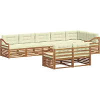 vidaXL Ensemble de canapés d'extérieur avec coussins 8 pièces Nature et Crème
