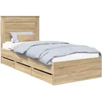 vidaXL Cadre de lit en chêne Sonoma 100 x 200 cm Bois d'ingénierie