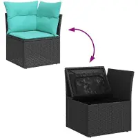 vidaXL Ensemble de salon de jardin 9 pièces avec coussins noir poly rotin