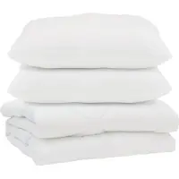 vidaXL : Ensemble de literie comprenant une couette et deux oreillers, 3 pièces, blanc, microfibre