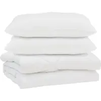vidaXL : Ensemble de literie comprenant une couette et deux oreillers, 3 pièces, blanc, microfibre