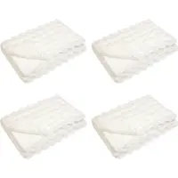 vidaXL Couverture en Fourrure de Lapin Synthétique 4 pcs Blanc