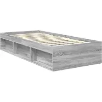 vidaXL Cadre de lit, couleur unie Sonoma-gris, 90 x 200 cm, en bois massif de pin