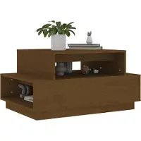 vidaXL Table basse marron miel 80x55x40,5 cm Pin massif