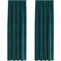 vidaXL Rideaux occultants 2 pièces Vert foncé 140 x 225 cm Velours