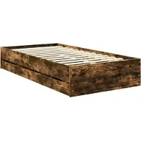 vidaXL : Structure de lit en bois massif, finition chêne fumé, dimensions 90 x 190 cm