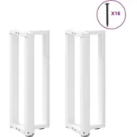 vidaXL Pieds de table basse en T 2 pcs. Blanc 50x25x(30-31) cm Acier