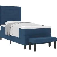 vidaXL Lit boxspring avec tête de lit bleu 90 x 190 cm Tissu
