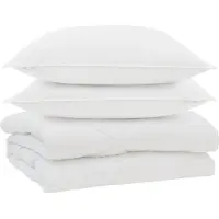 vidaXL : Ensemble de couettes avec oreillers, 3 pièces, blanc, microfibre