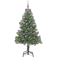 vidaXL Sapin de Noël avec 300 LED avec support Vert 180 cm PVC