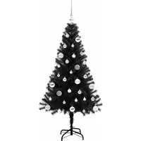 vidaXL Sapin de Noël avec 150 LED avec support Noir 150 cm PVC