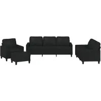 vidaXL Ensemble de canapés 4 pièces avec coussins Noir Similicuir