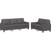 vidaXL Ensemble de canapés 2 pièces avec coussins Gris Similicuir