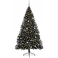 vidaXL Sapin de Noël artificiel pré-éclairé Noir 150 cm PVC