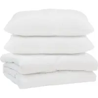 vidaXL : Ensemble de literie comprenant une couette et deux oreillers, 3 pièces, blanc, microfibre
