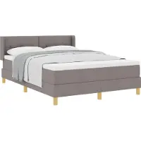 vidaXL Lit boxspring avec tête de lit, couleur taupe, 190 x 140 cm, tissu