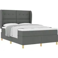 vidaXL Lit boxspring avec tête de lit, gris foncé, 200 x 140 cm, tissu