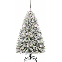 vidaXL Sapin de Noël artificiel Vert et blanc 120 cm PVC et métal