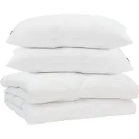 vidaXL : Ensemble de literie comprenant une couette et deux oreillers, 3 pièces, blanc, microfibre