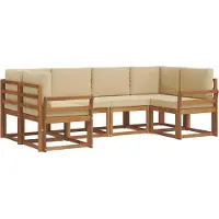 vidaXL Ensemble de canapés d'extérieur avec coussins 6 pièces Nature et Beige