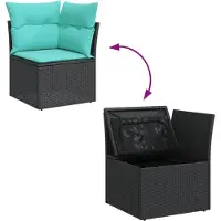 vidaXL Ensemble de salon de jardin 11 pièces avec coussins noir poly rotin
